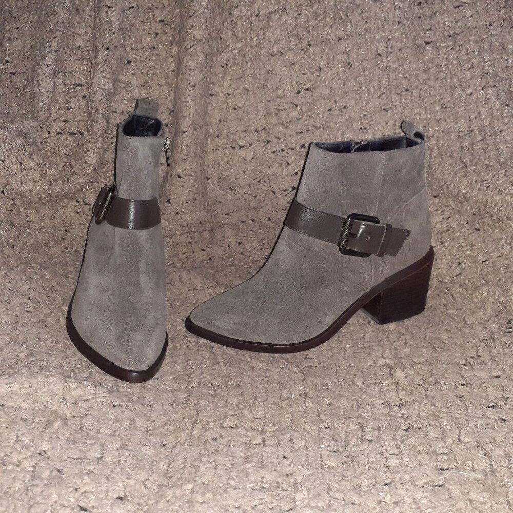 ALL SAINTS-Jason Bootie-Mink Brown-Suede-Side Zip-Sz 36.5-NWOB